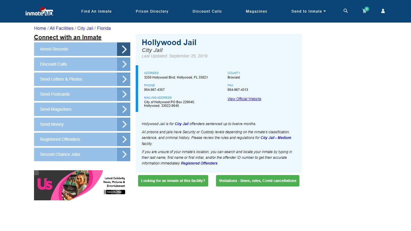 Hollywood Jail | Inmate Locator