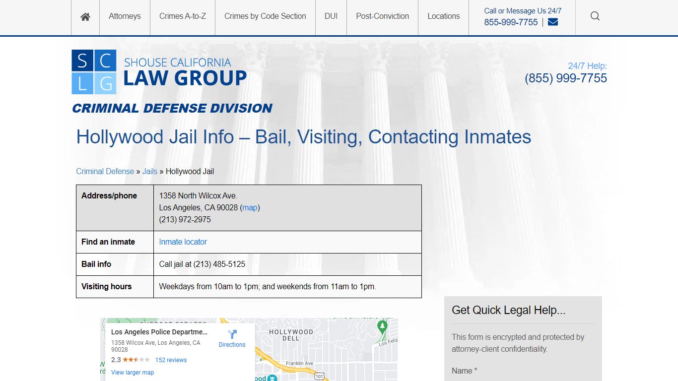 Hollywood Jail Info – Bail, Visiting, Contacting Inmates